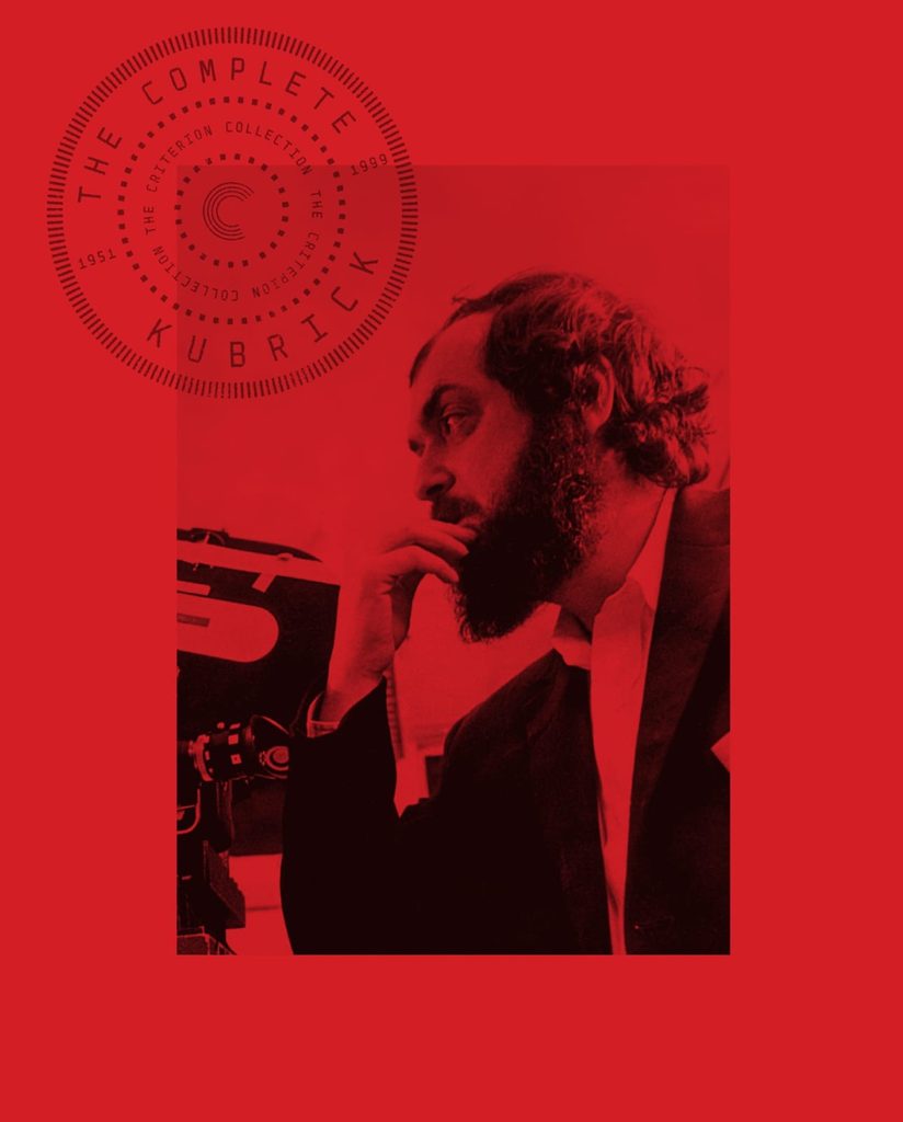 Couverture rouge du coffret The Complete Kubrick de Criterion, avec un portrait de Stanley Kubrick