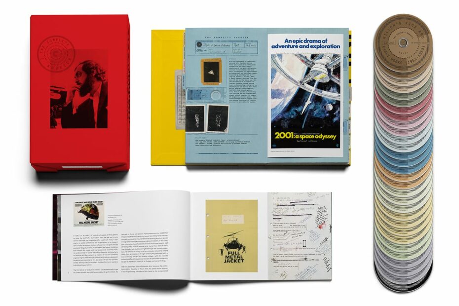 Coffret The Complete Kubrick de Criterion : boîtier rouge, livret illustré et disques 4K